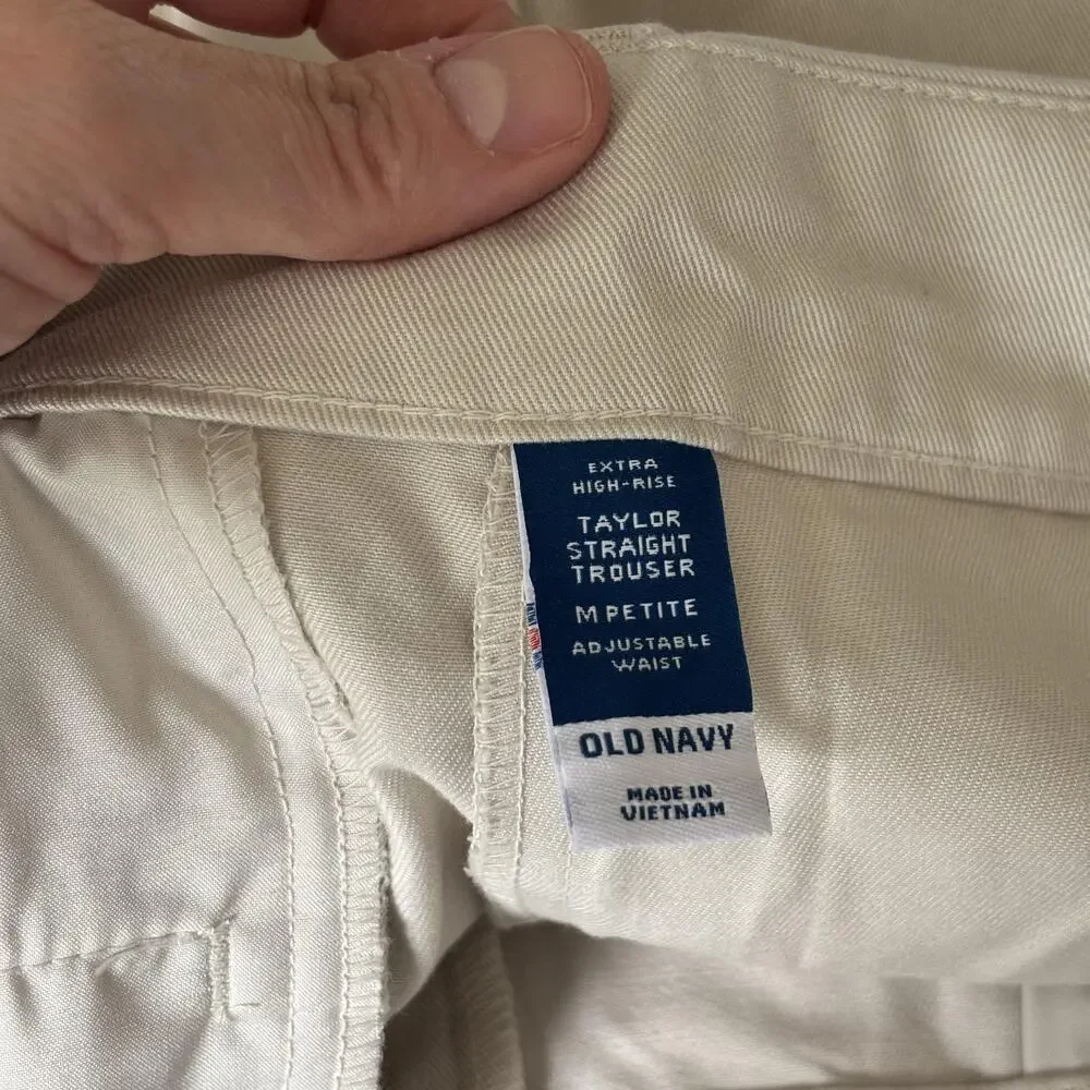 Old Navy Cargo Pants Medium Petite Cream Baggy Trouser Quiet Academia Neutrals‎